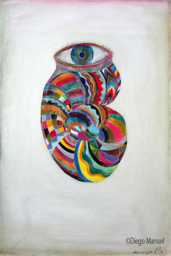 "caracol que mira ", acrylic on canvas, 65 x 45 cm year 2005.