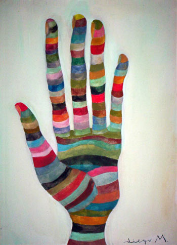 "La Mano 3", acrylic on canvas, 31 x 43 cm year 2005. 