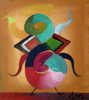 "Payaso 2 ", acrylic on canvas, 14 x 13 cm. year 2007 