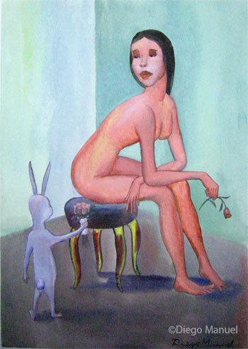 Conejo enamorado, painting pop surrealism