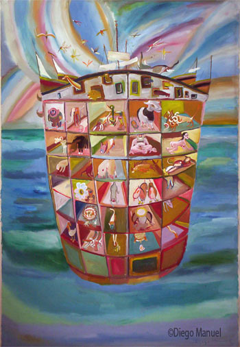 Arca de Noe. Pintura de la serie Animales y Plantas, de  Diego Manuel