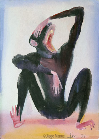 Gorila 5. Pintura de la serie Animales y Plantas, de  Diego Manuel