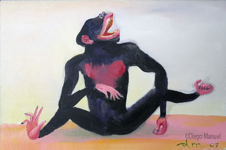 Gorila 6. Pintura de la serie Animales y Plantas, de  Diego Manuel