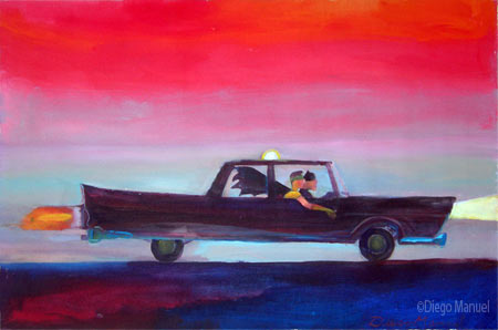 Batman y Robin 2. Painting of the Serie Cars by Diego Manuel