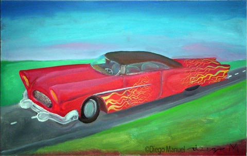Packard 56. Painting of the Serie Cars by Diego Manuel