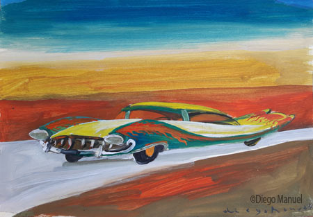 Rayo de fuego. Painting of the Serie Cars by Diego Manuel