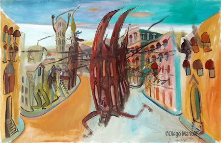 . Pintura de la serie Ciudades del futuro de Diego Manuel