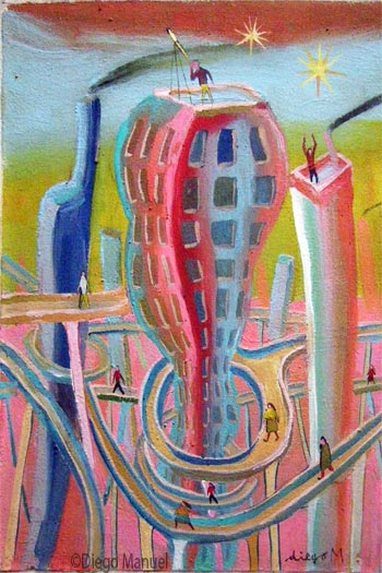 megacity 2. Pintura de la serie Ciudades del futuro de Diego Manuel