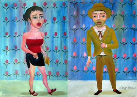 Los tangueros. Pintura de la Serie Tango del artista Diego Manuel
