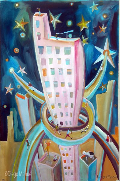 "Noche enamorada 2&nbsp; ", acrylic on canvas, 45&nbsp; x 75 cm.&nbsp; 