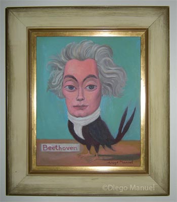 Beethoven bird 3. Pintura de la serie Animales y Plantas, de  Diego Manuel