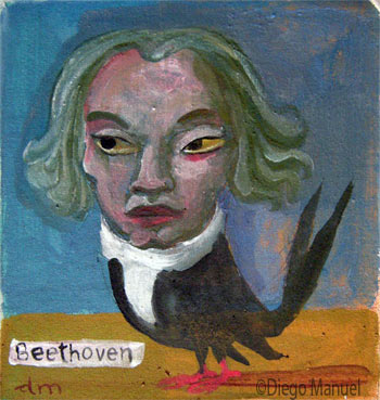 Beethoven bird. Pintura de la serie Animales y Plantas, de  Diego Manuel