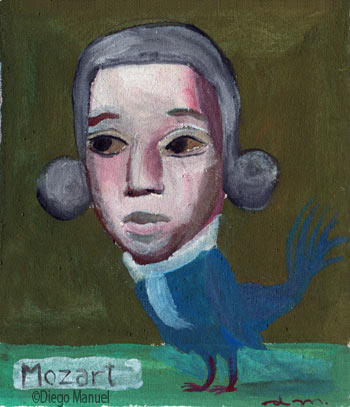 Mozart bird. Pintura de la serie Animales y Plantas, de  Diego Manuel