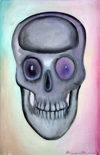 Calavera con dientes perfectos, painting pop surrealism