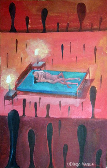 cama azul, painting pop surrealism