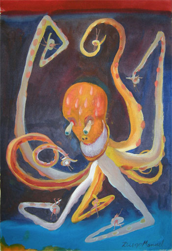 Pulpo 3, painting pop surrealism