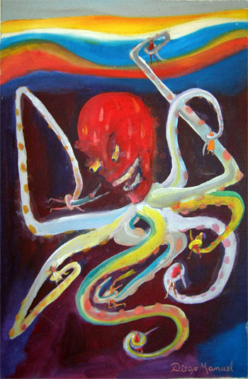 Pulpo 4, painting pop surrealism