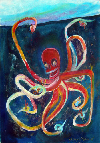 Pulpo 5 , painting pop surrealism