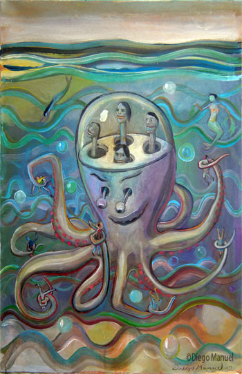 Pulpo 6, painting pop surrealism