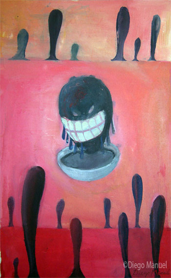 Risa falsa de cara de huevo, painting pop surrealism