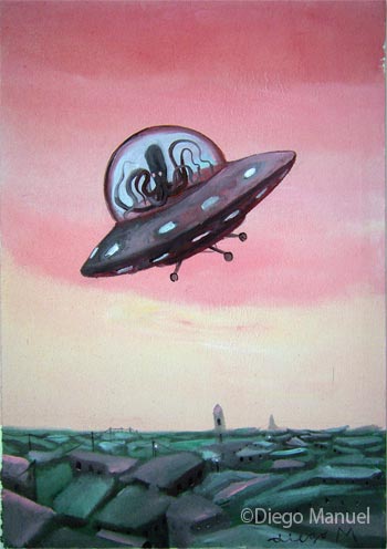 Visita extraterrestre 2, painting pop surrealism