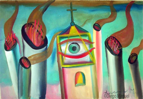 el ojo 2, acrylic on canvas, 32 x 25cm., year 2004