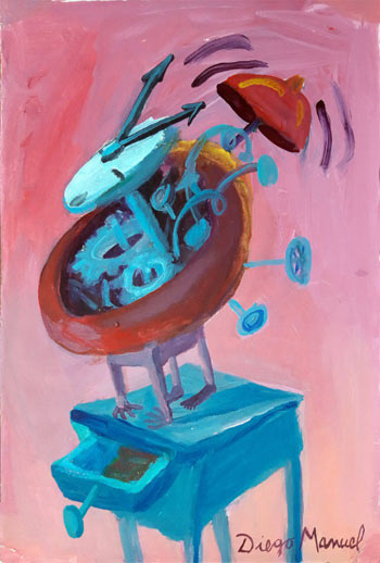 reloj despertador 3,acrylic on paper,18 x 27 cm. 2009 