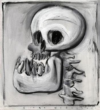 calavera que rie, painting pop surrealism