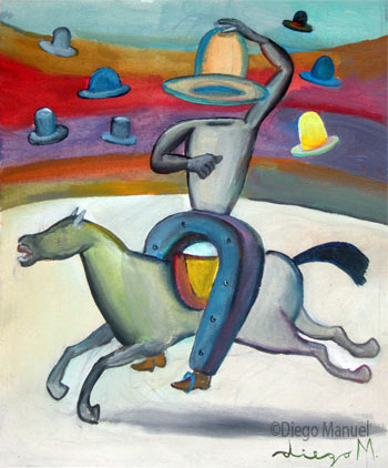 Cow Boy Herradura , acrylic on canvas, 32 x 28 cm., year 2006