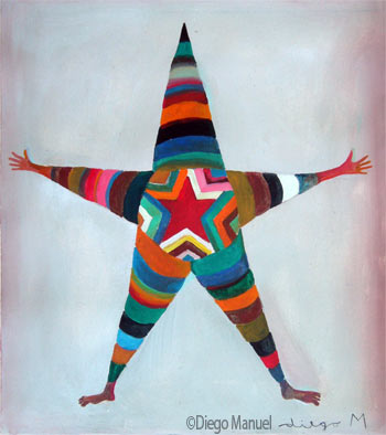 estrella manos , acrylic on canvas, 31 x 28 cm., year 20062006