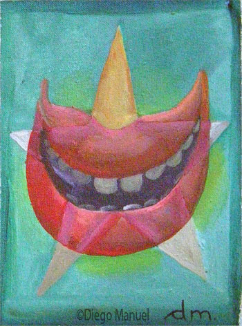 estrella y risa, acrylic on canvas, 15 x 11 cm., year 2006
