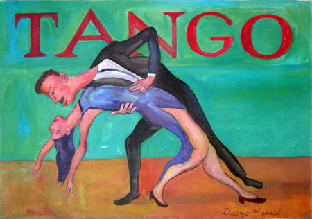 Afiche de tango 3 . Pintura de la Serie Tango del artista Diego Manuel