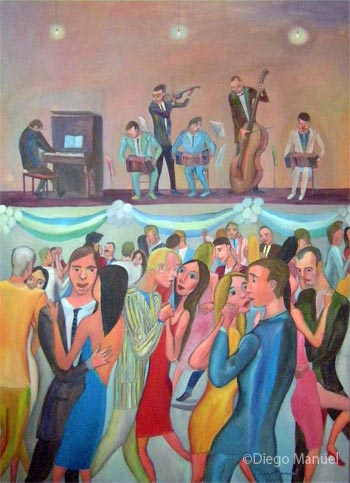 Bailanta tanguera. Pintura de la Serie Tango del artista Diego Manuel