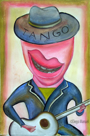 cantor de tangos . Pintura de la Serie Tango del artista Diego Manuel