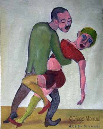 Afiche de tango 3 . Pintura de la Serie Tango del artista Diego Manuel
