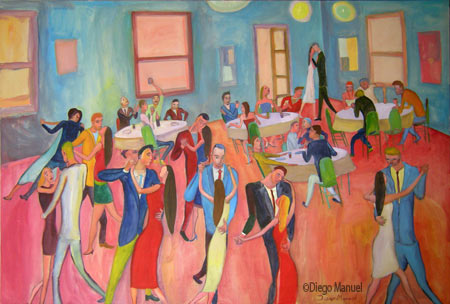 La milonga 3. Pintura de la Serie Tango del artista Diego Manuel
