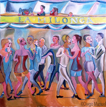 La Milonga. Pintura de la Serie Tango del artista Diego Manuel