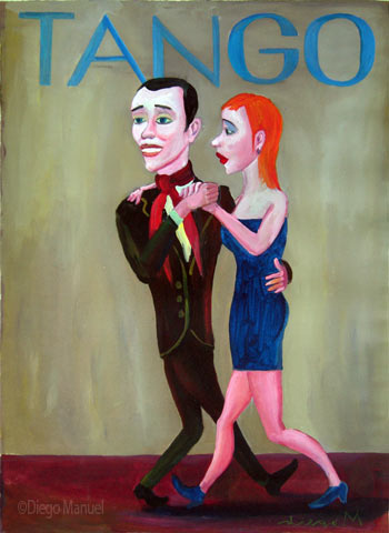Milongueros 1. Pintura de la Serie Tango del artista Diego Manuel