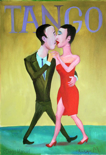 Milongueros 2. Pintura de la Serie Tango del artista Diego Manuel