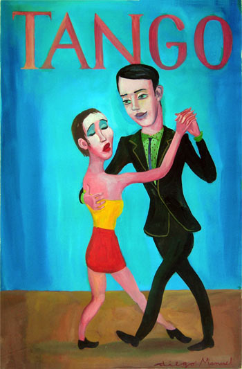 Milongueros 3. Pintura de la Serie Tango del artista Diego Manuel