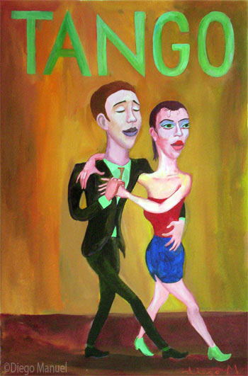 Milongueros 4. Pintura de la Serie Tango del artista Diego Manuel