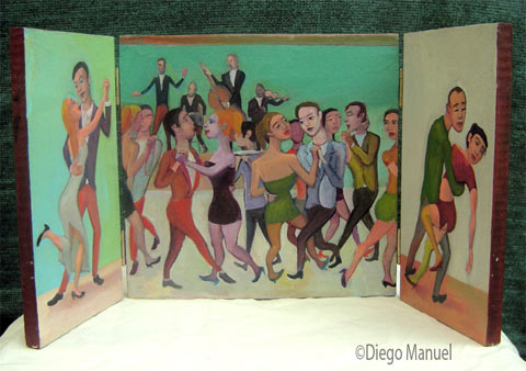 Noche de tango. Pintura de la Serie Tango del artista Diego Manuel