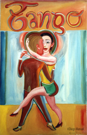 Tango amor. Pintura de la Serie Tango del artista Diego Manuel