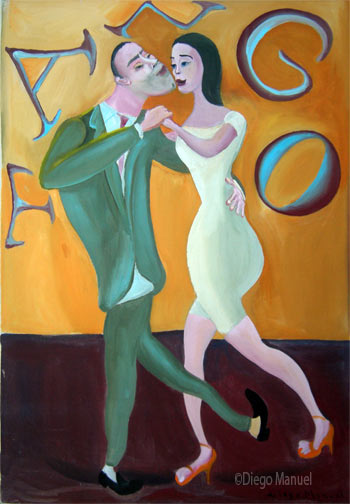 Tango dance 3. Pintura de la Serie Tango del artista Diego Manuel