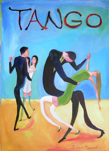 Tango de gala 2. Pintura de la Serie Tango del artista Diego Manuel