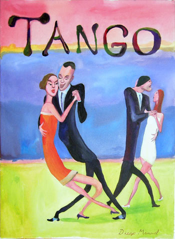 Tango de gala. Pintura de la Serie Tango del artista Diego Manuel