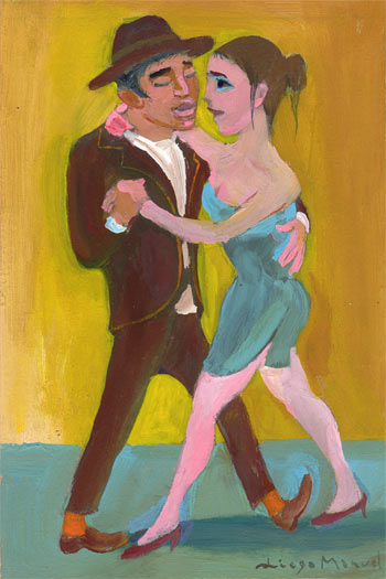 tango enamorado. Pintura de la Serie Tango del artista Diego Manuel