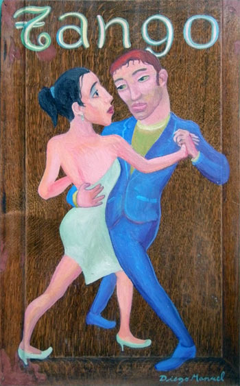 Tango milonguero. Pintura de la Serie Tango del artista Diego Manuel