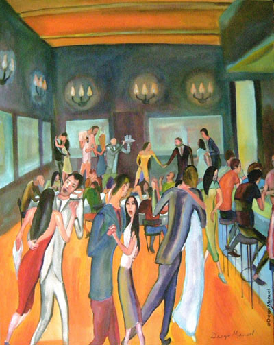 Tangueria. Pintura de la Serie Tango del artista Diego Manuel