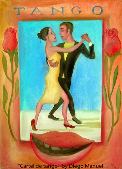 Cartel de tango. Pintura de la Serie Tango del artista Diego Manuel